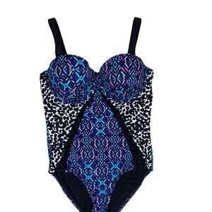 SWIMSUITS FOR ALL One Piece Swimsuit Cut Out Underwire NWT Size 14